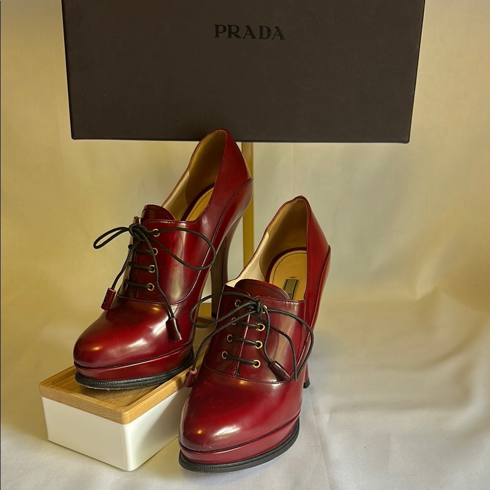 Prada Burgundy Leather Heels